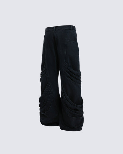 Deconstructed Washed Denim Pants