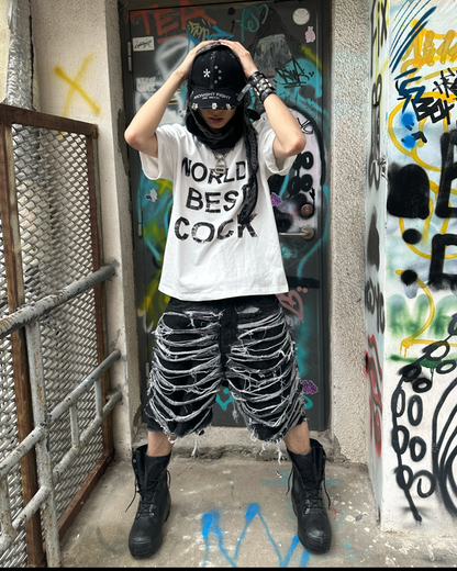 Extreme Distressed Denim Shorts
