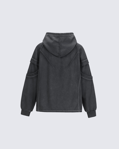 Washed Stitch Detail Oversized Hoodie