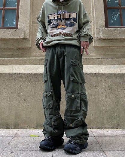 Multi-Pocket Straight-Leg Workwear Jeans