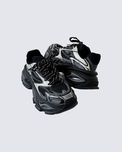 Chunky Black Platform Height-Increasing Sneakers