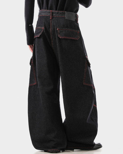 American Vintage Contrast Stitch Washed Denim Jeans
