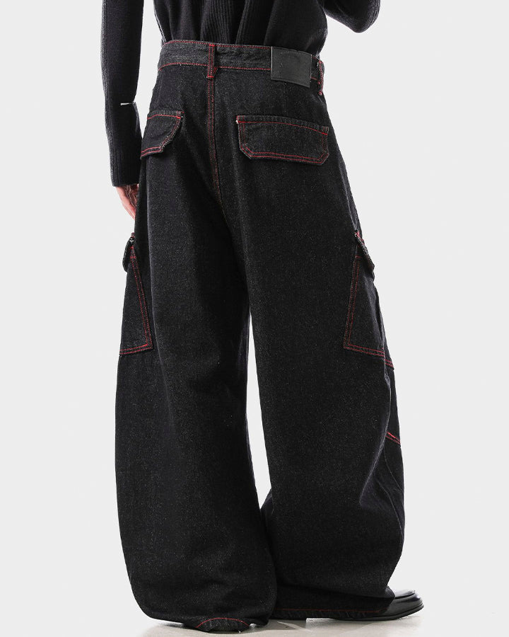 American Vintage Contrast Stitch Washed Denim Jeans