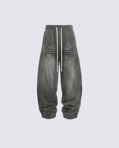 Distressed Curved Sweatpants