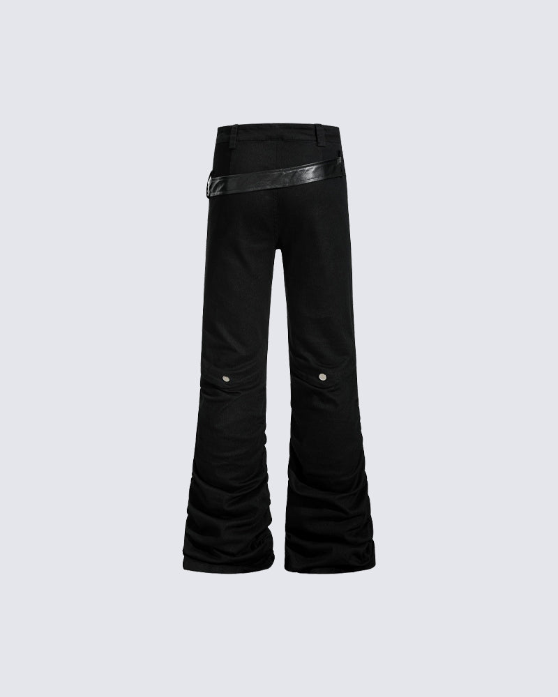 Retro Panel Stacked Cotton Pants