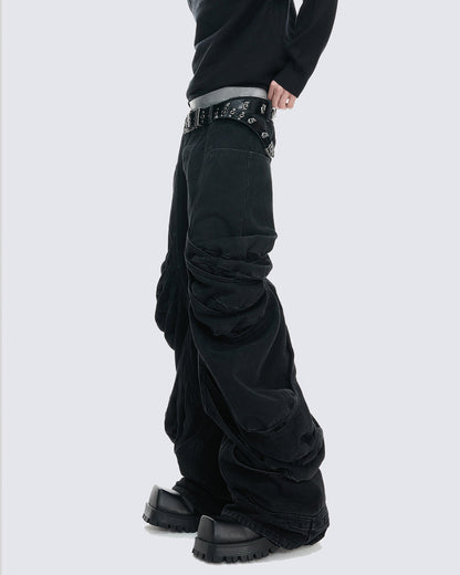 Deconstructed Washed Denim Pants