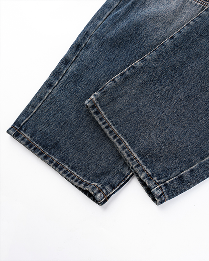 Zip-Off Panel Wide-Leg Denim Pants