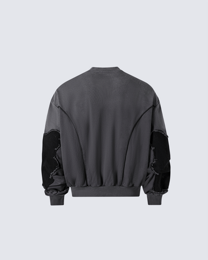 Distressed Star Patchwork Oversized Sweatshirt