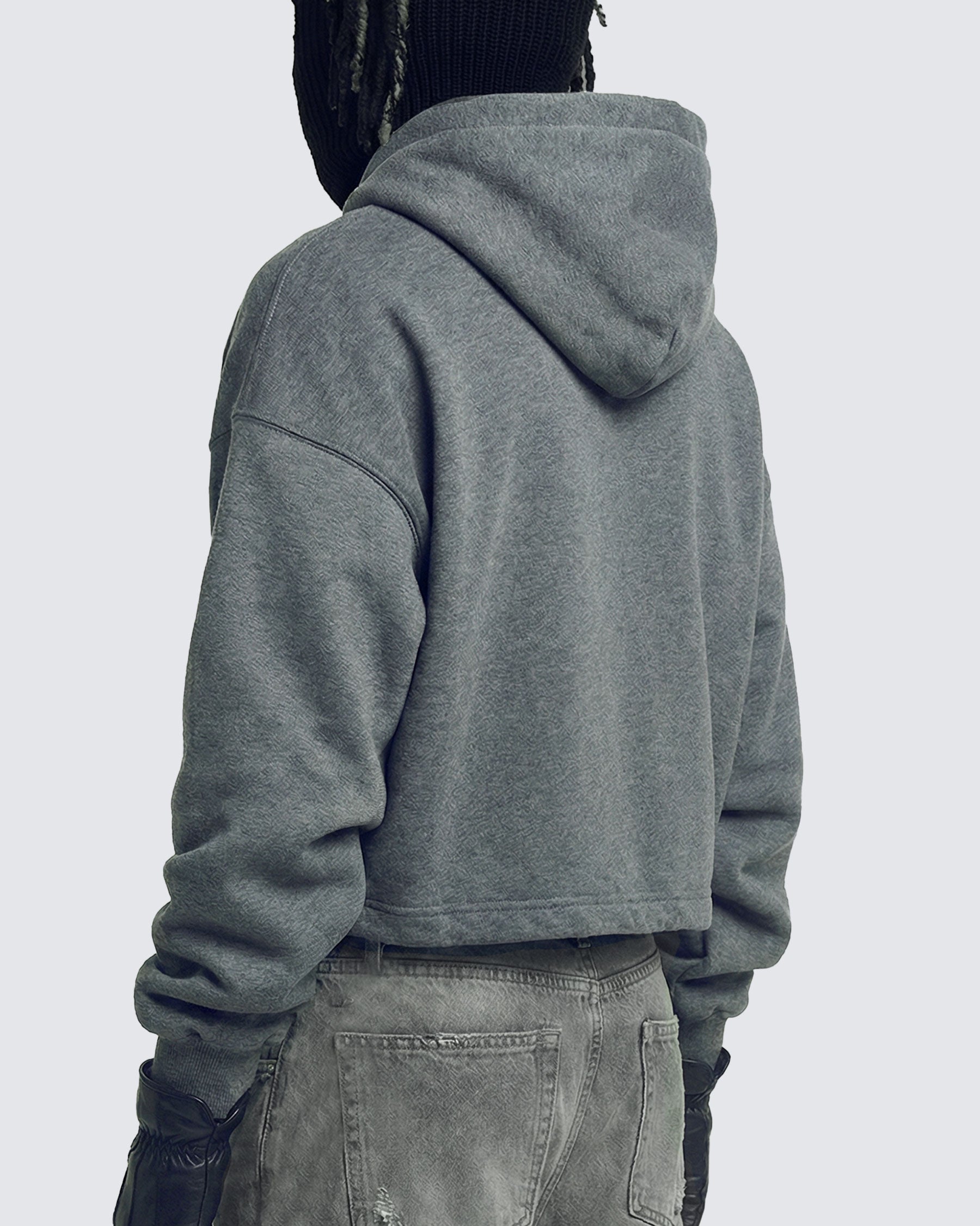 LOW SATURATION-Spring New Drawstring Cropped Hoodie