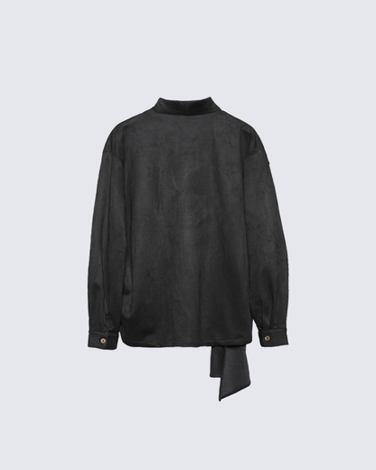 Asymmetric Collar Button-Up Shirt