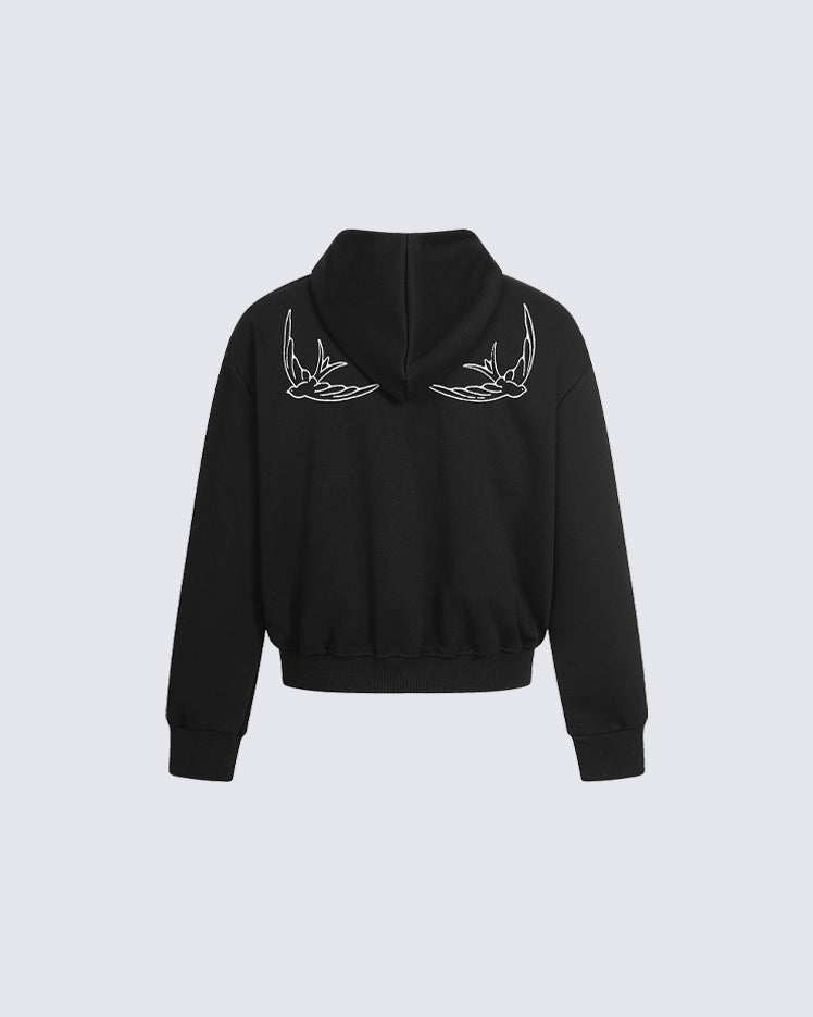 Design Niche Printed Zip-Up Hoodie