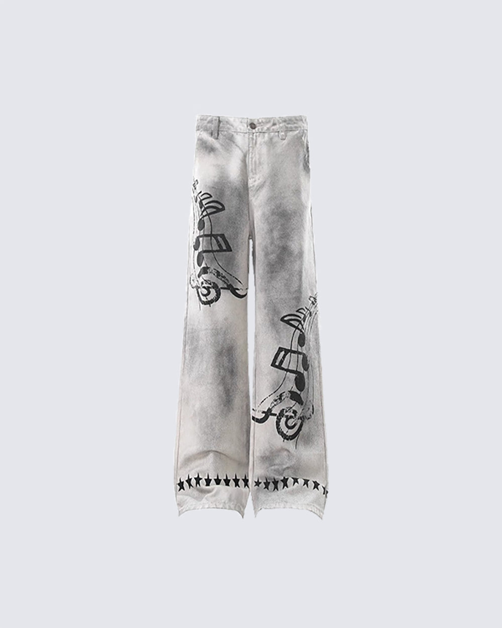Retro Music Graphic Wide-Leg Jeans