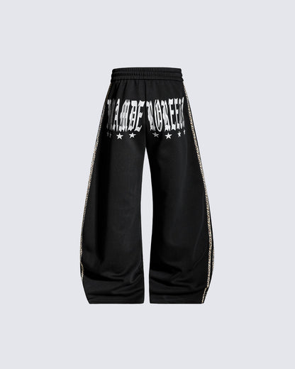 Winter Cross Print Wide-Leg Sweatpants