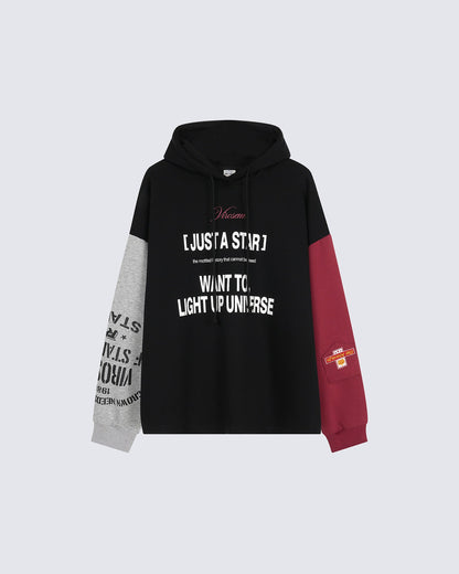 Color Block Hooded Pullover Sweatshirt