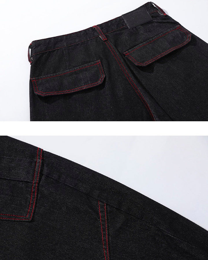 American Vintage Contrast Stitch Washed Denim Jeans