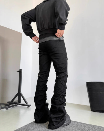 Retro Panel Stacked Cotton Pants