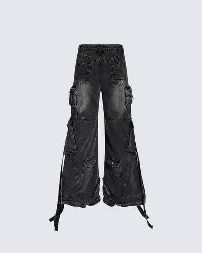 High Street Heavy Multi-Pocket Cargo Denim Pants
