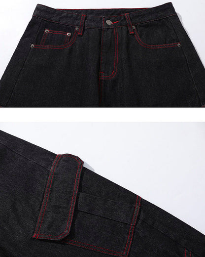 American Vintage Contrast Stitch Washed Denim Jeans