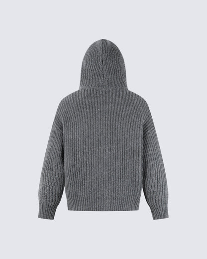 Hooded Cable Knit Streetwear Sweatshirt