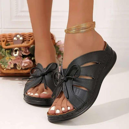 Platform Sandals for Bunions — Wide Toe Box, Cushioned, Bow Detail