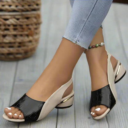 Bunion Sandals — Low Heel, Elastic Back Strap, Roomy Open Toe