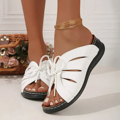 Platform Sandals for Bunions — Wide Toe Box, Cushioned, Bow Detail