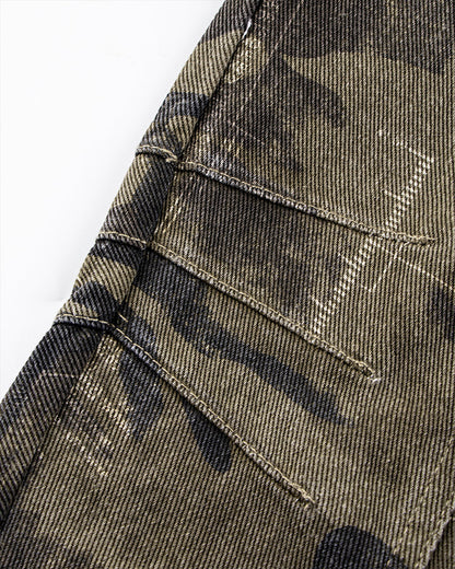 Washed Camo Multi-Pocket Cargo Pants