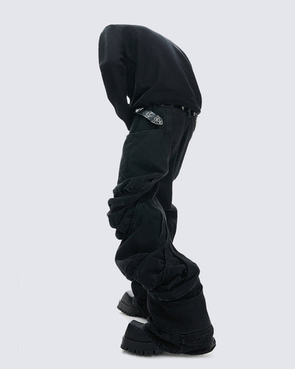 Deconstructed Washed Denim Pants