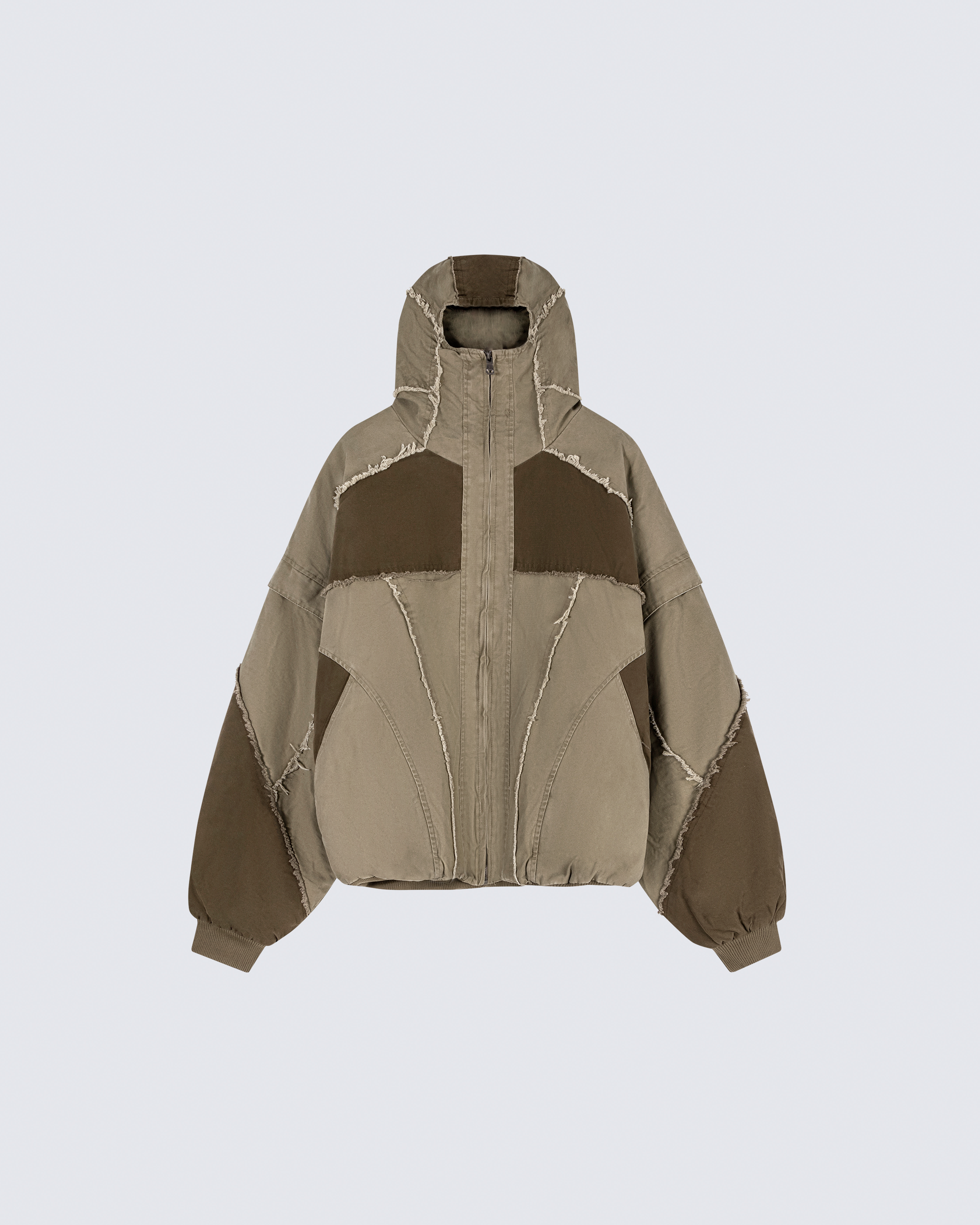 Deconstructed Patchwork Hooded Jacket