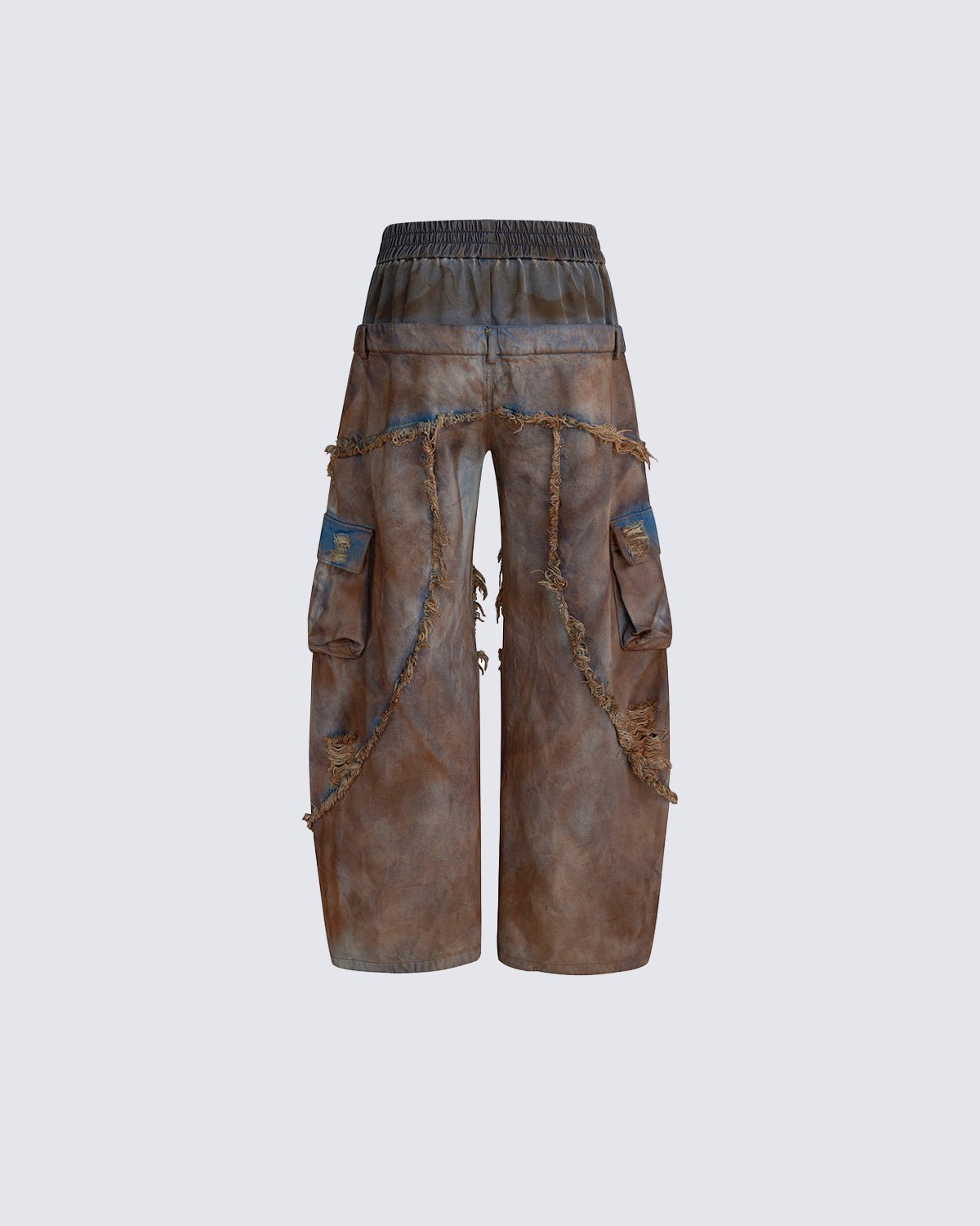 Wasteland Mud-Dyed Layered Wide-Leg Jeans