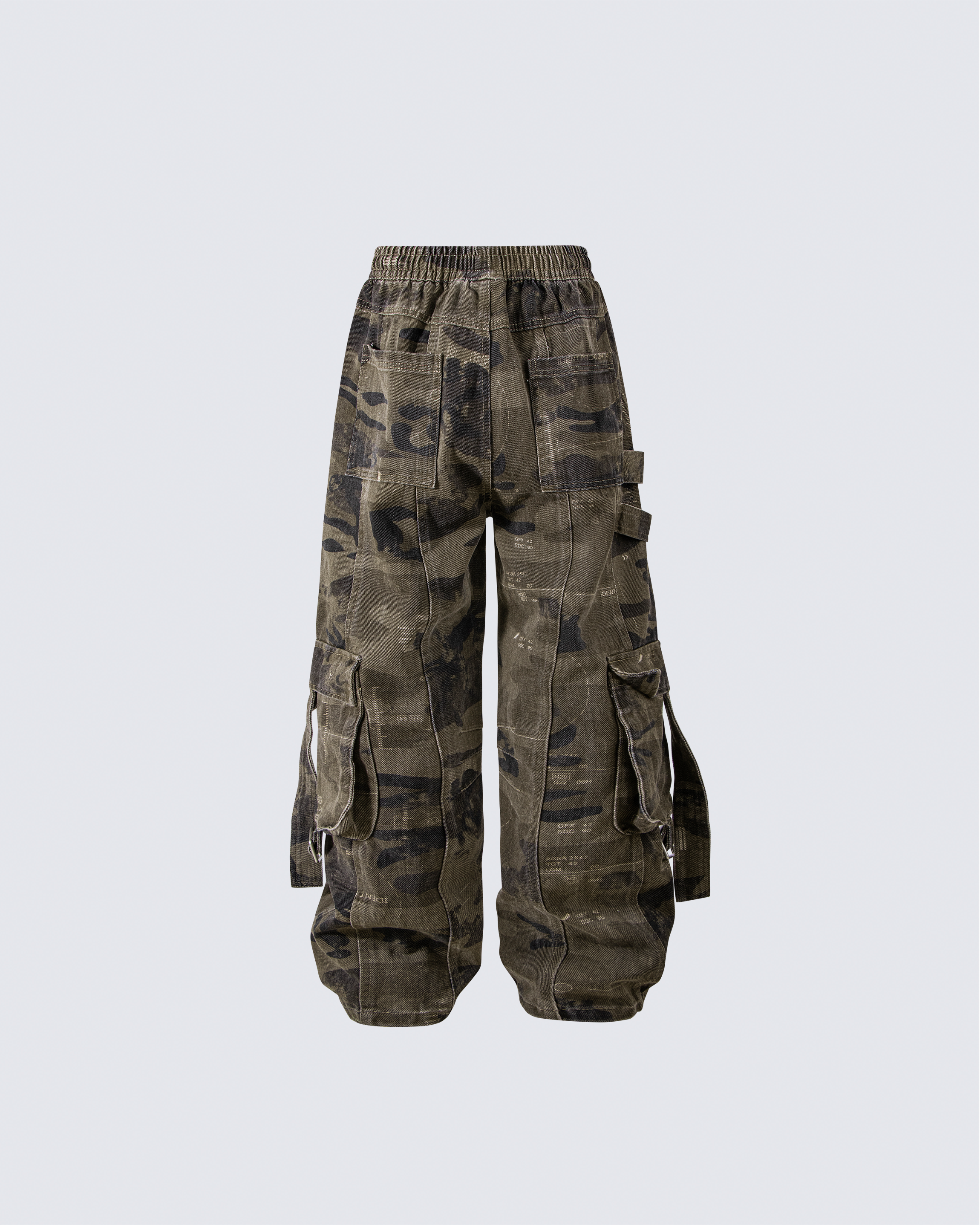 Washed Camo Multi-Pocket Cargo Pants