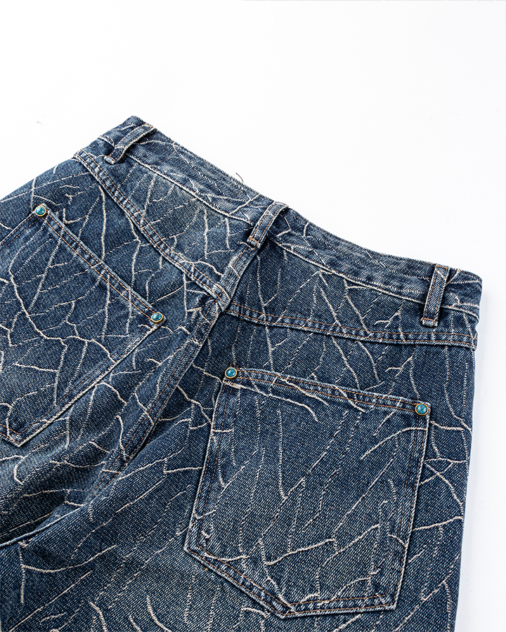 Cracked Wash Wide-Leg Jeans