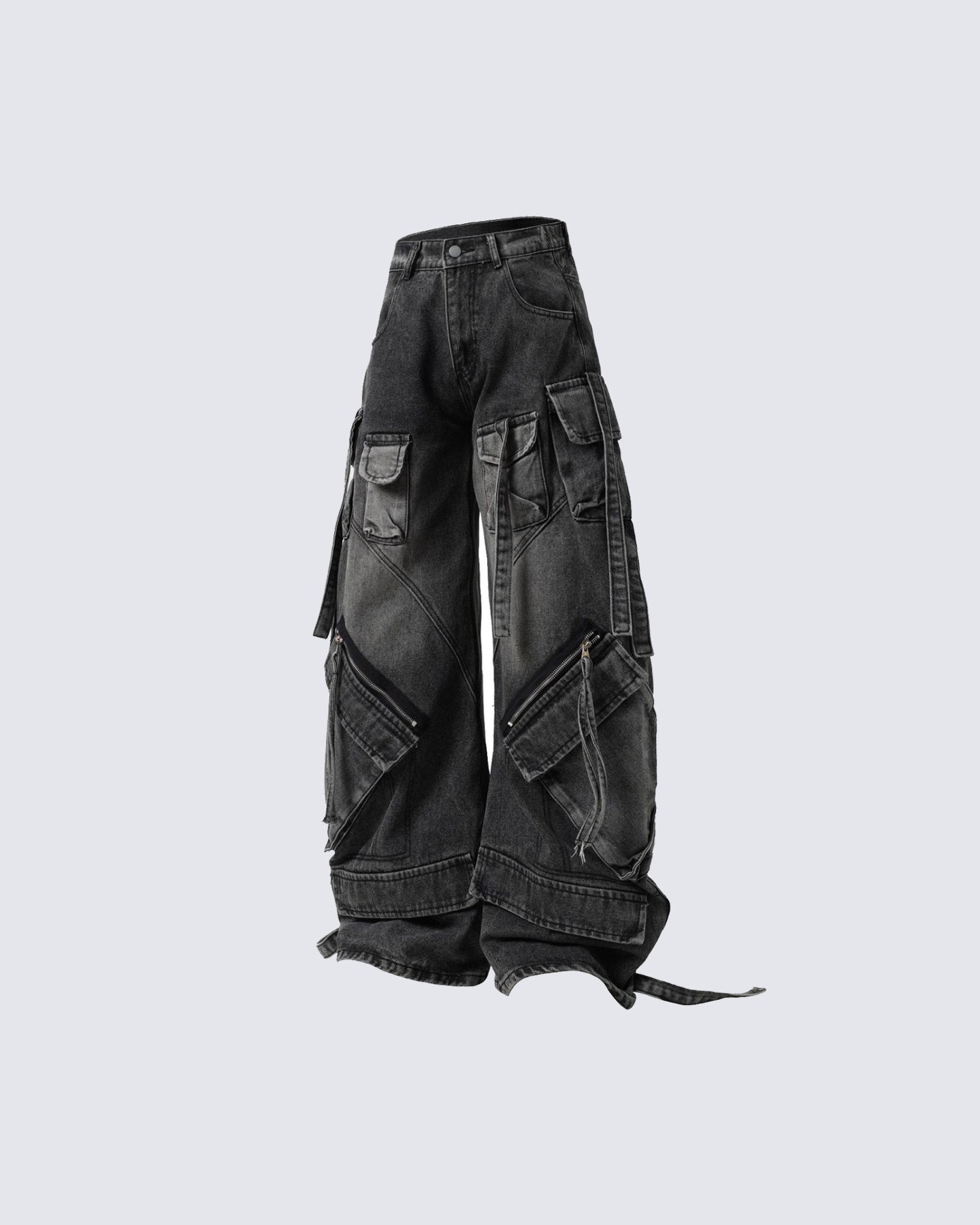 Retro Multi-Pocket Cargo Denim Pants
