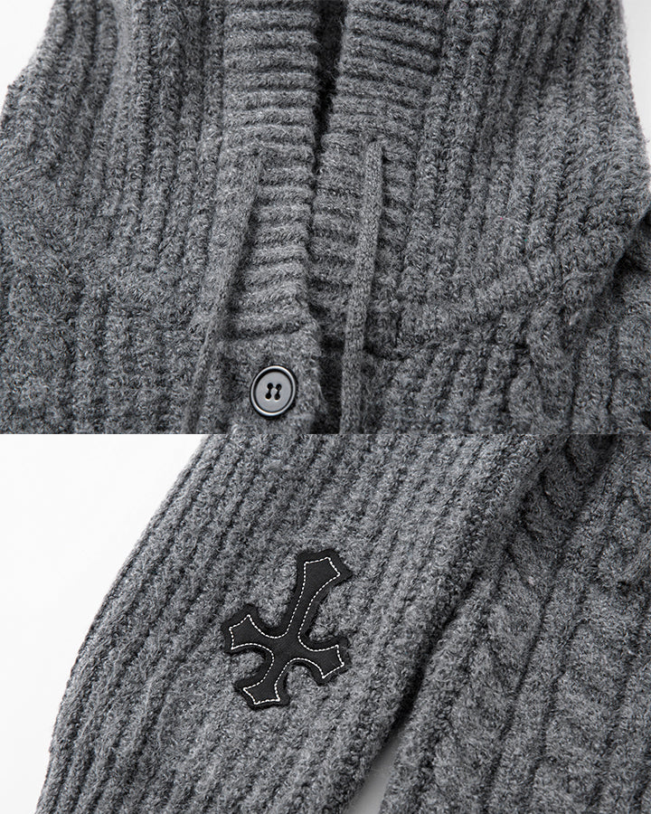 Hooded Cable Knit Streetwear Sweatshirt