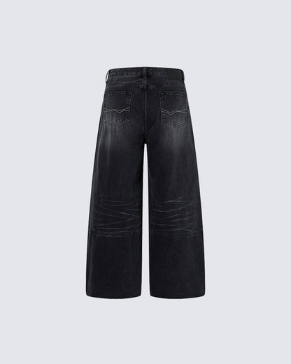 Deconstructed Patchwork Raw-Edge Wide-Leg Pants
