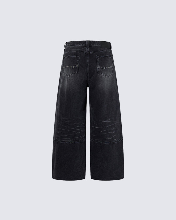 Deconstructed Patchwork Raw-Edge Wide-Leg Pants