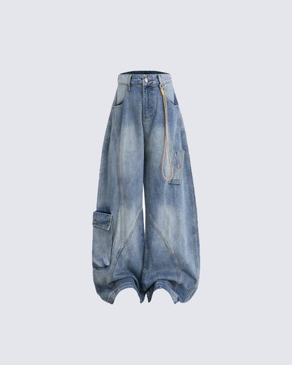 Vintage Casual Denim with Utility Pockets