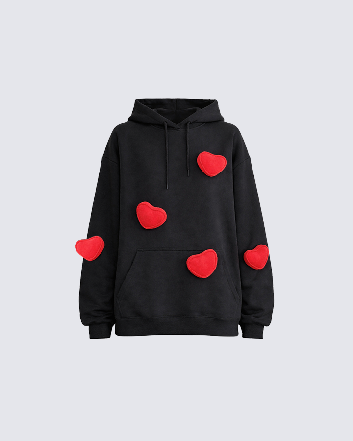 3D Heart Appliqué Hoodie