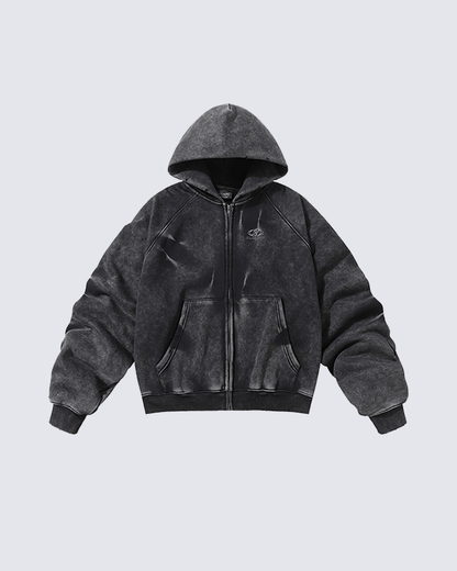 Vintage Washed Oversized Zip-Up Hoodie