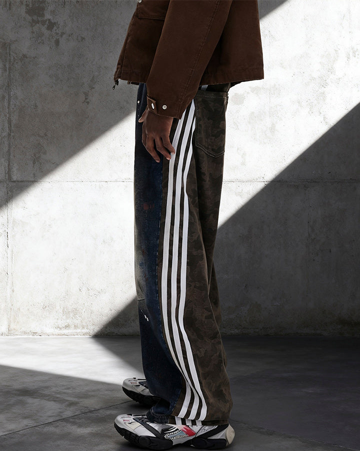 New Camouflage Washed Curved Straight-Leg Pants