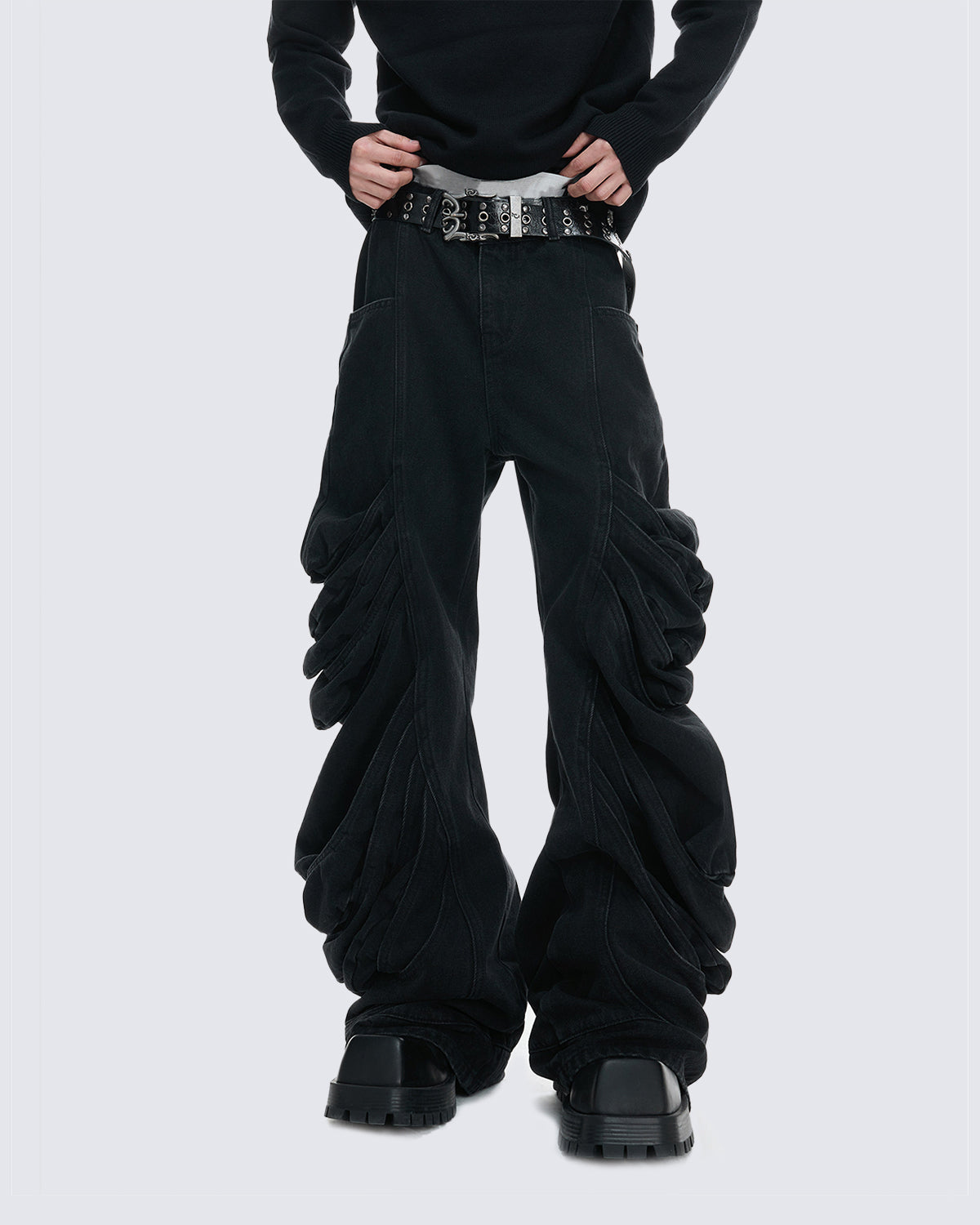 Deconstructed Washed Denim Pants