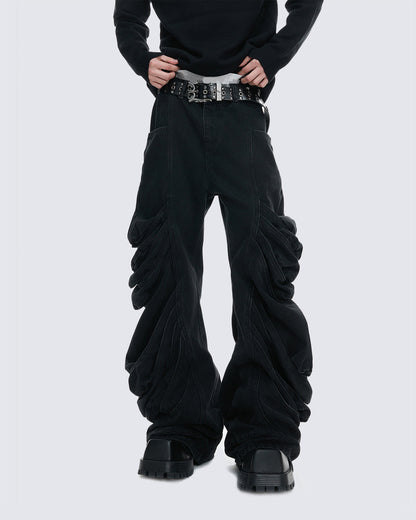 Deconstructed Washed Denim Pants