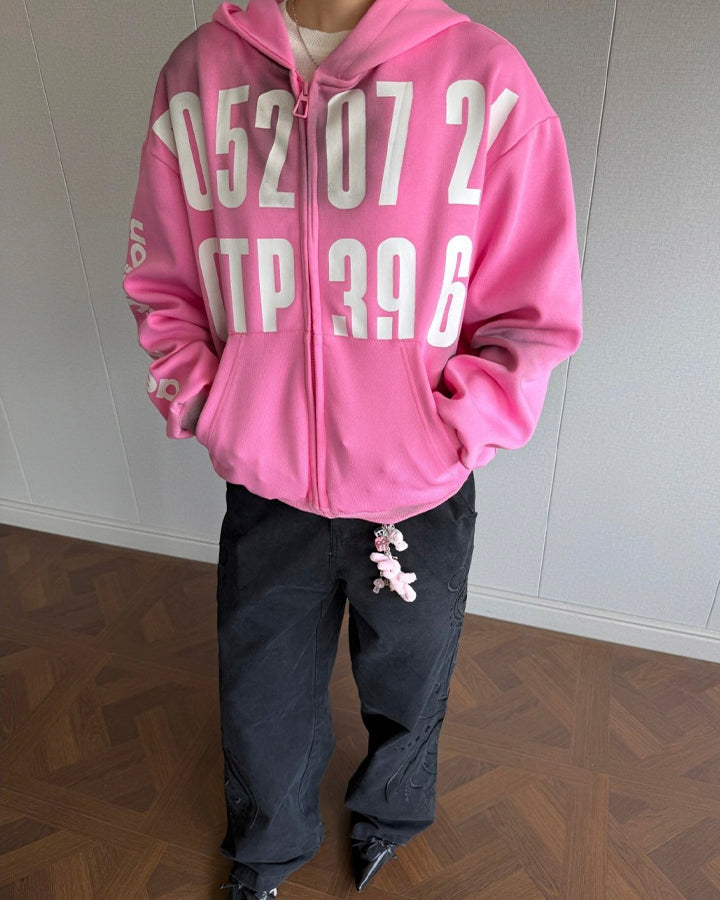 Spray-Dyed Distressed Zip-Up Hoodie