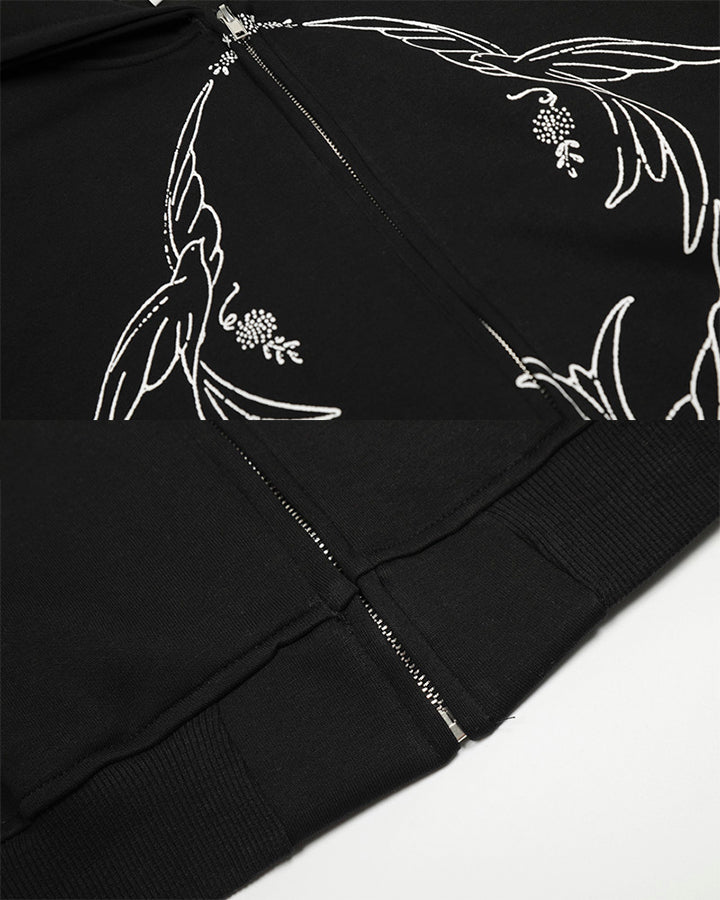 Design Niche Printed Zip-Up Hoodie