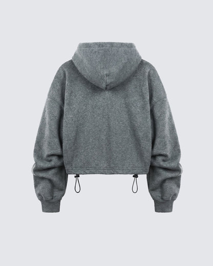 LOW SATURATION-Spring New Drawstring Cropped Hoodie
