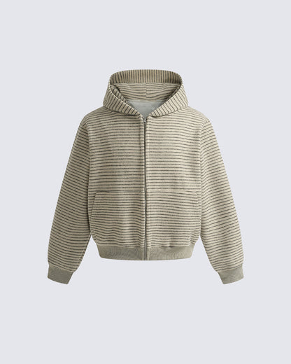 American High-Street Striped Hooded Sweatshirt