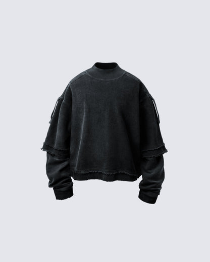 KIIKIO Patchwork Distressed Sweatshirt
