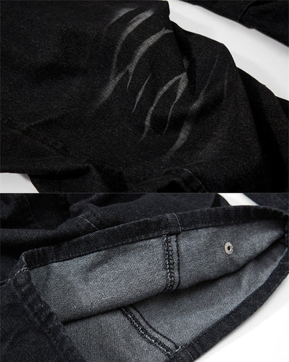 Washed Distressed Wide Leg Jeans