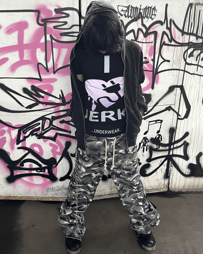 Stacked Camo Streetwear Drawstring Pants