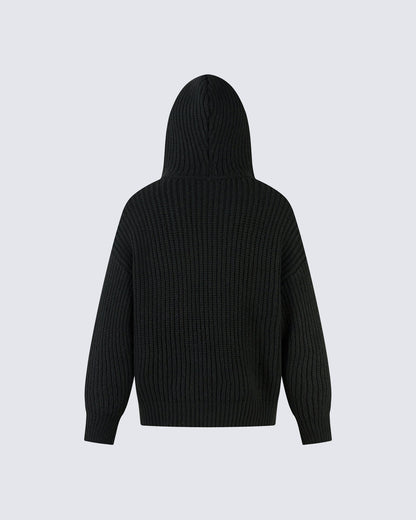 Hooded Cable Knit Streetwear Sweatshirt